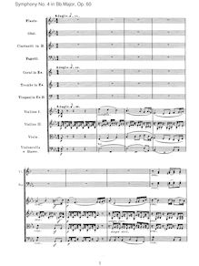 Partition , Adagio, Symphony No.4, B♭ major, Beethoven, Ludwig van