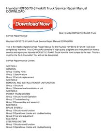 Hyundai HDF50_70-3 Forklift Truck Service Repair Manual DOWNLOAD