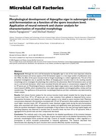 Morphological development of Aspergillus nigerin submerged citric acid fermentation as a function of the spore inoculum level. Application of neural network and cluster analysis for characterization of mycelial morphology