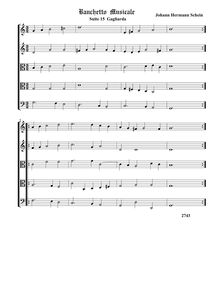 Partition  15,  Gagliarda - partition complète (Tr Tr T T B), Banchetto Musicale