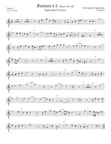 Partition ténor viole de gambe 2, octave aigu clef, Fantasia pour 5 violes de gambe, RC 64