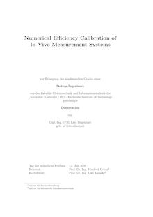 Numerical Efficiency Calibration of In Vivo Measurement Systems [Elektronische Ressource] / Lars Hegenbart. Betreuer: M. Urban