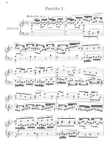 Partition No.1 en B♭ major, BWV 825, 6 partitas, Clavier-Übung I par Johann Sebastian Bach