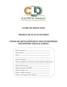 Guide de rédaction du plan d affaires - PLAN D AFFAIRES