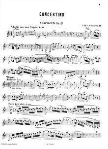 Partition Solo clarinette, clarinette Concertino, E♭ major, Weber, Carl Maria von