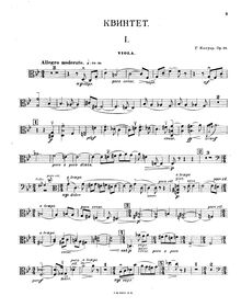 Partition viole de gambe, Piano quintette, G minor, Catoire, Georgy