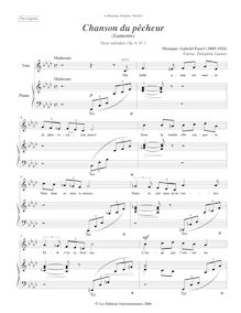 Partition No. 1 - Chanson du pêcheur (Lamento) (Original key: F minor), 2 chansons, Op.4