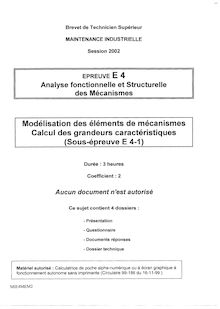 Analyse fonctionnelle et structurelle 2002 BTS Maintenance industrielle