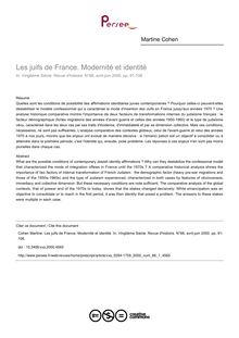 Les juifs de France. Modernité et identité - article ; n°1 ; vol.66, pg 91-106