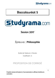Corrigé Bac S 2017 - Philosophie