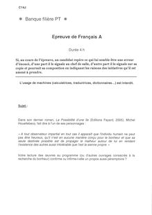 Français A 2006 Classe Prepa PT Banque Filière PT