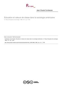 Education et valeurs de classe dans la sociologie américaine - article ; n°1 ; vol.10, pg 12-36