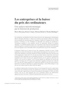 Les entreprises et la baisse du prix des ordinateurs suivi d un commentaire de Philippe Askenazy - article ; n°1 ; vol.355, pg 3-25