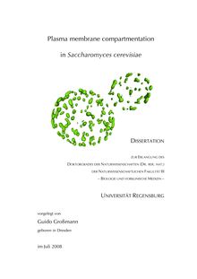 Plasma membrane compartmentation in Saccharomyces cerevisiae [Elektronische Ressource] / vorgelegt von Guido Großmann