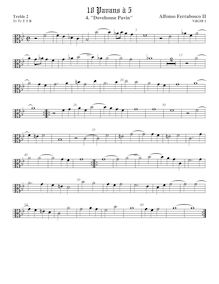 Partition viole de gambe aigue 2, alto clef, Dovehouse Pavan, F minor