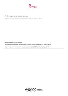 E. Etudes administratives  ; n°3 ; vol.45, pg 40-42