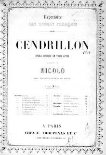 Partition complète, Cendrillon, Opéra comique en trois actes, Isouard, Nicolo