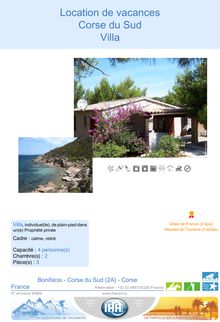 Location de vacances Corse du Sud Villa