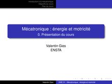 Mécatronique : énergie et motricité - 0. Présentation du cours