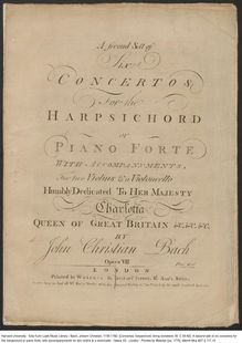 Partition violoncelle, A 2nd Sett of 6 Concertos pour pour clavecin ou Piano Forte avec Accompanyments pour 2 violons & a violoncelle