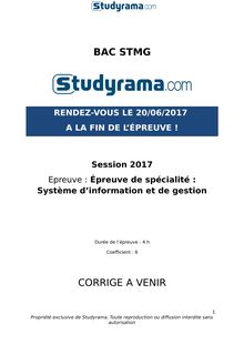 Corrigé Bac STMG 2017 - Spécialité Système d’information et de gestion
