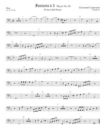Partition viole de basse, Fantasia pour 5 violes de gambe, RC 60