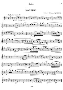Partition hautbois , partie, 4 Stücke für hautbois und Piano, Hofmann, Richard