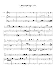 Partition Score (4th mouvement: Presto), violon Sonata, Sonata for Violin and Keyboard