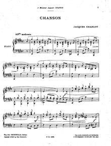 Partition complète, Chanson, E Major, Charlot, Jacques