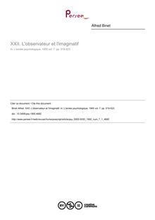 XXII. L observateur et l imaginatif - article ; n°1 ; vol.7, pg 519-523