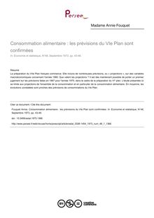 Consommation alimentaire : les prévisions du VIe Plan sont confirmées - article ; n°1 ; vol.48, pg 43-46
