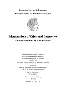 Meta analysis of crime and deterrence [Elektronische Ressource] : a comprehensive review of the literature / vorgelegt von Thomas Rupp