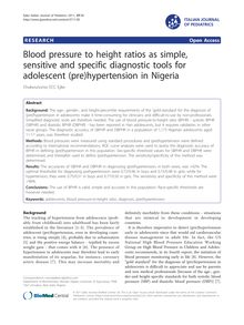 Blood pressure to height ratios as simple, sensitive and specific diagnostic tools for adolescent (pre)hypertension in Nigeria