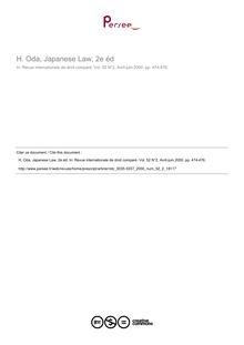 H. Oda, Japanese Law, 2e éd - note biblio ; n°2 ; vol.52, pg 474-476