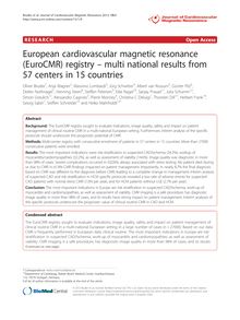 European cardiovascular magnetic resonance (EuroCMR) registry – multi national results from 57 centers in 15 countries
