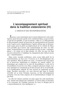L accompagnement spirituel dans la tradition cistercienne (IV)