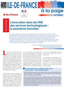 L innovation dans les PME     des services technologiques :     le paradoxe francilien