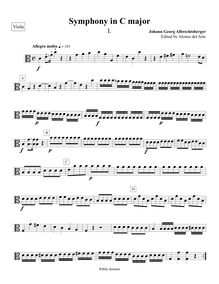 Partition viole de gambe, Symphony No.4, C major, Albrechtsberger, Johann Georg