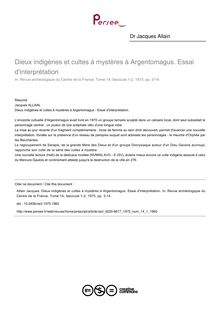 Dieux indigènes et cultes à mystères à Argentomagus. Essai d interprétation - article ; n°1 ; vol.14, pg 3-14