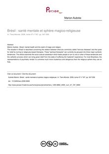 Brésil : santé mentale et sphère magico-religieuse - article ; n°187 ; vol.47, pg 547-556