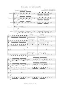 Partition complète, Concerto per violoncelle, archi e continuo en Sol minore