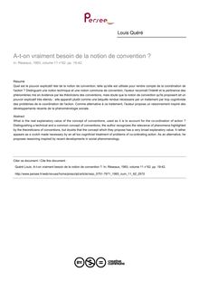 A-t-on vraiment besoin de la notion de convention ? - article ; n°62 ; vol.11, pg 19-42
