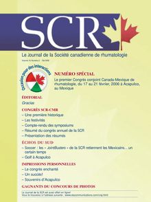 Le Journal de la Société canadienne de rhumatologie