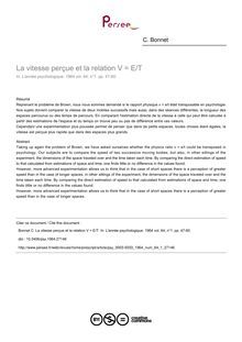 La vitesse perçue et la relation V = E/T - article ; n°1 ; vol.64, pg 47-60