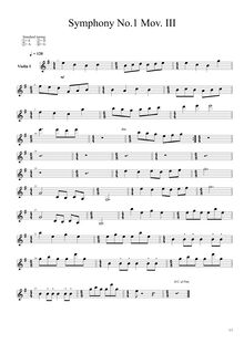 Partition violons I Mov. III, Symphony No.1 en E minor, E minor
