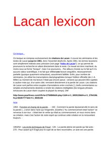 Lacan lexicon / Index &Textes