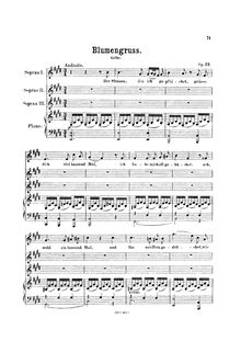 Partition complète, Blumengruß, Op.22, Der Strauß, den ich gepflücket