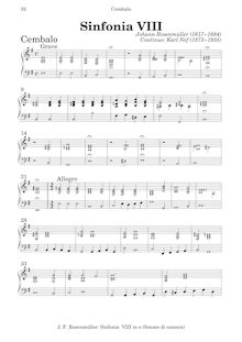 Partition clavecin , partie, Sonate e Sinfonie da camera, Rosenmüller, Johann par Johann Rosenmüller