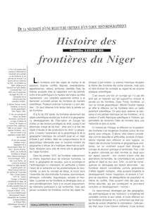 Histoire des frontières du Niger - article ; n°1 ; vol.73, pg 18-24