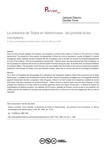 La présence de Tibère en Narbonnaise : les portraits et les inscriptions. - article ; n°1 ; vol.29, pg 31-67